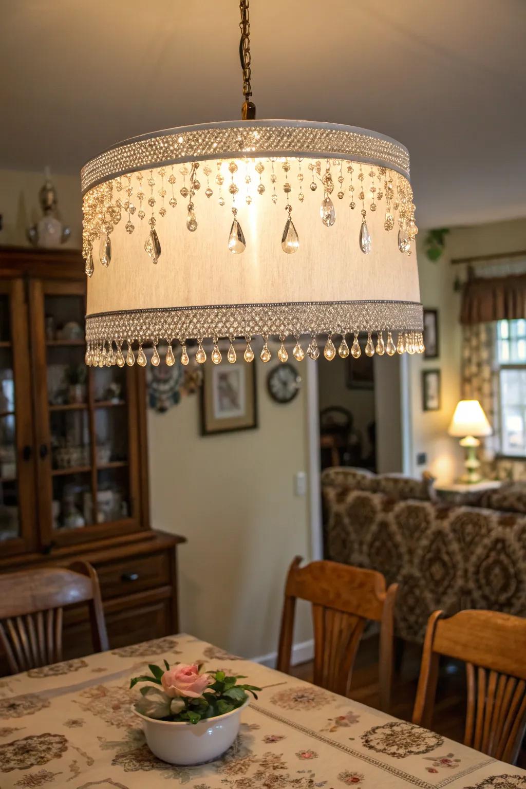 Incorporate a hint of glamour via beaded trim on your lampshade.
