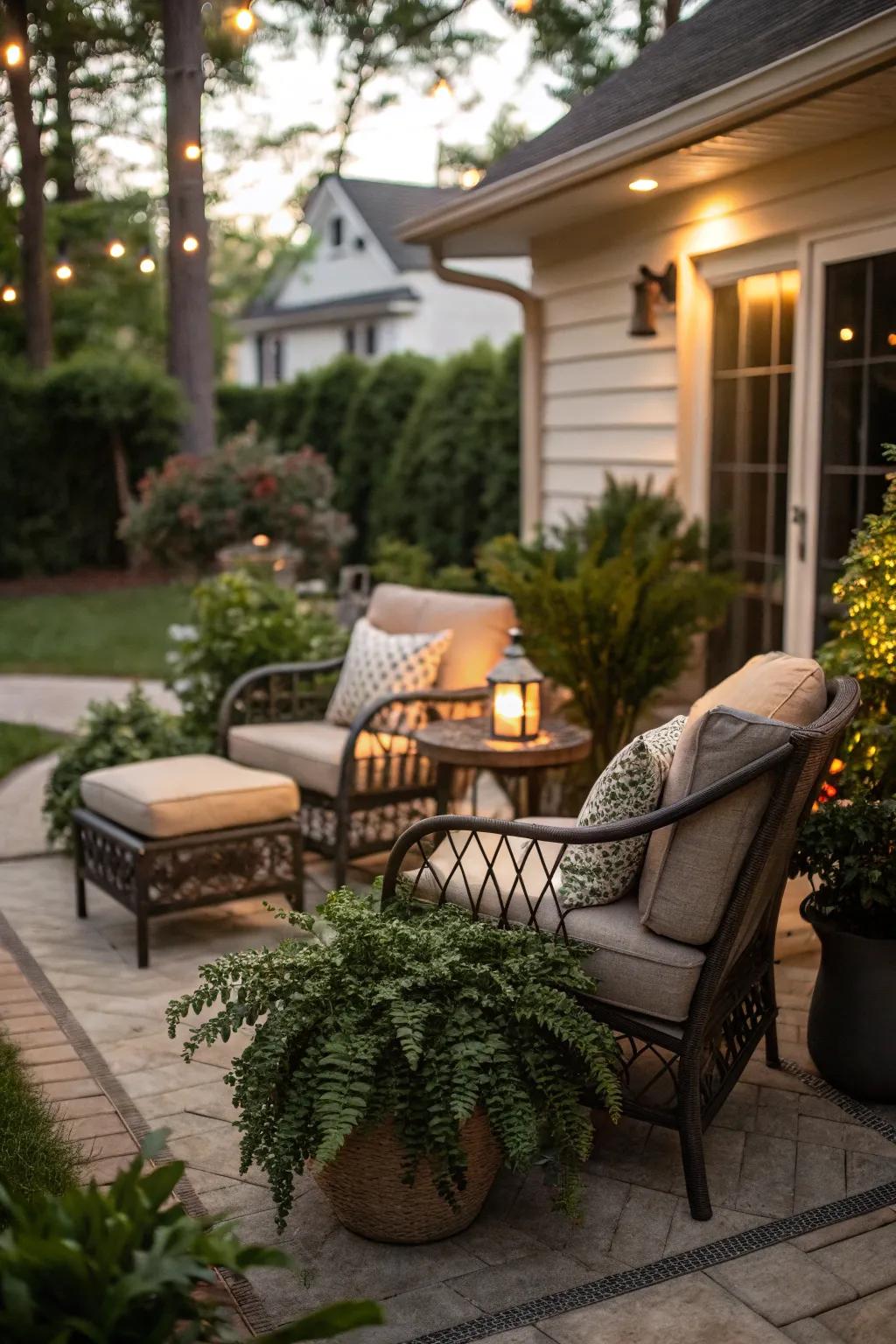 Artificial plants can transform any patio into an inviting retreat.