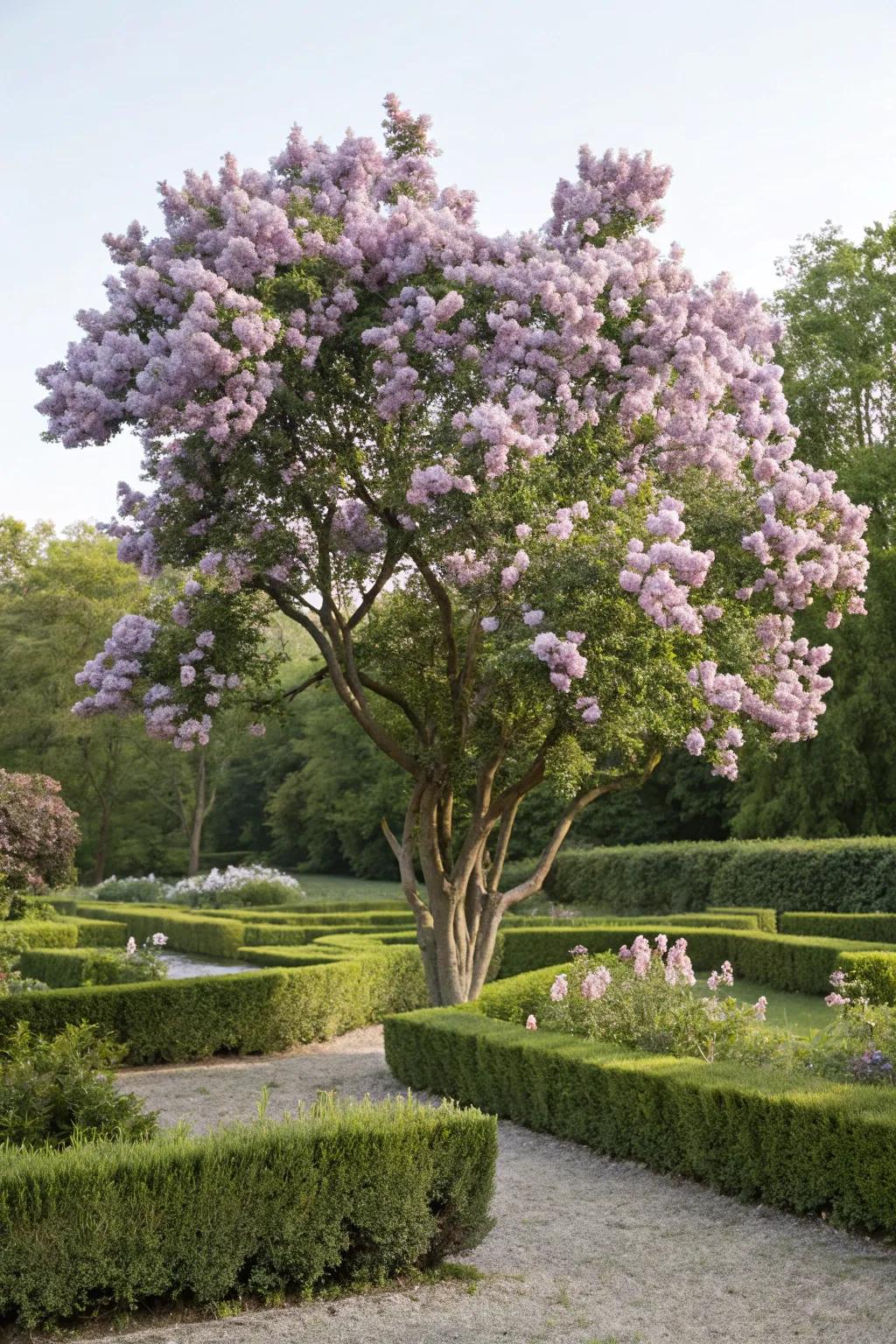 A majestic lilac bush turns into the centerpiece of this garden.