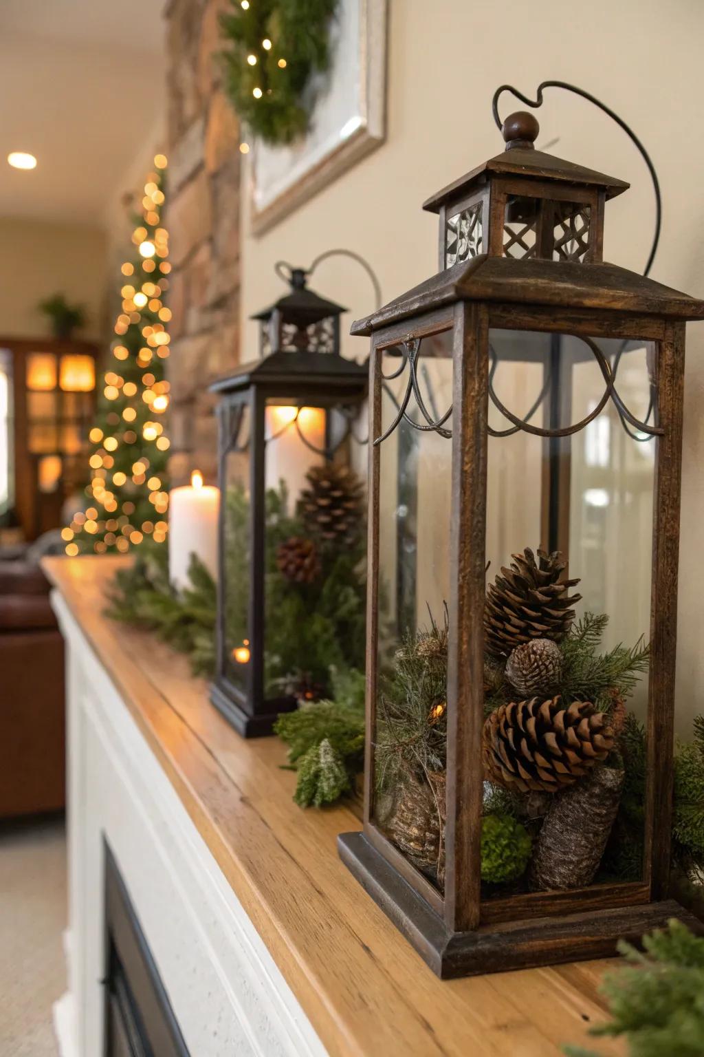Festive-themed lanterns bring holiday cheer to any area.