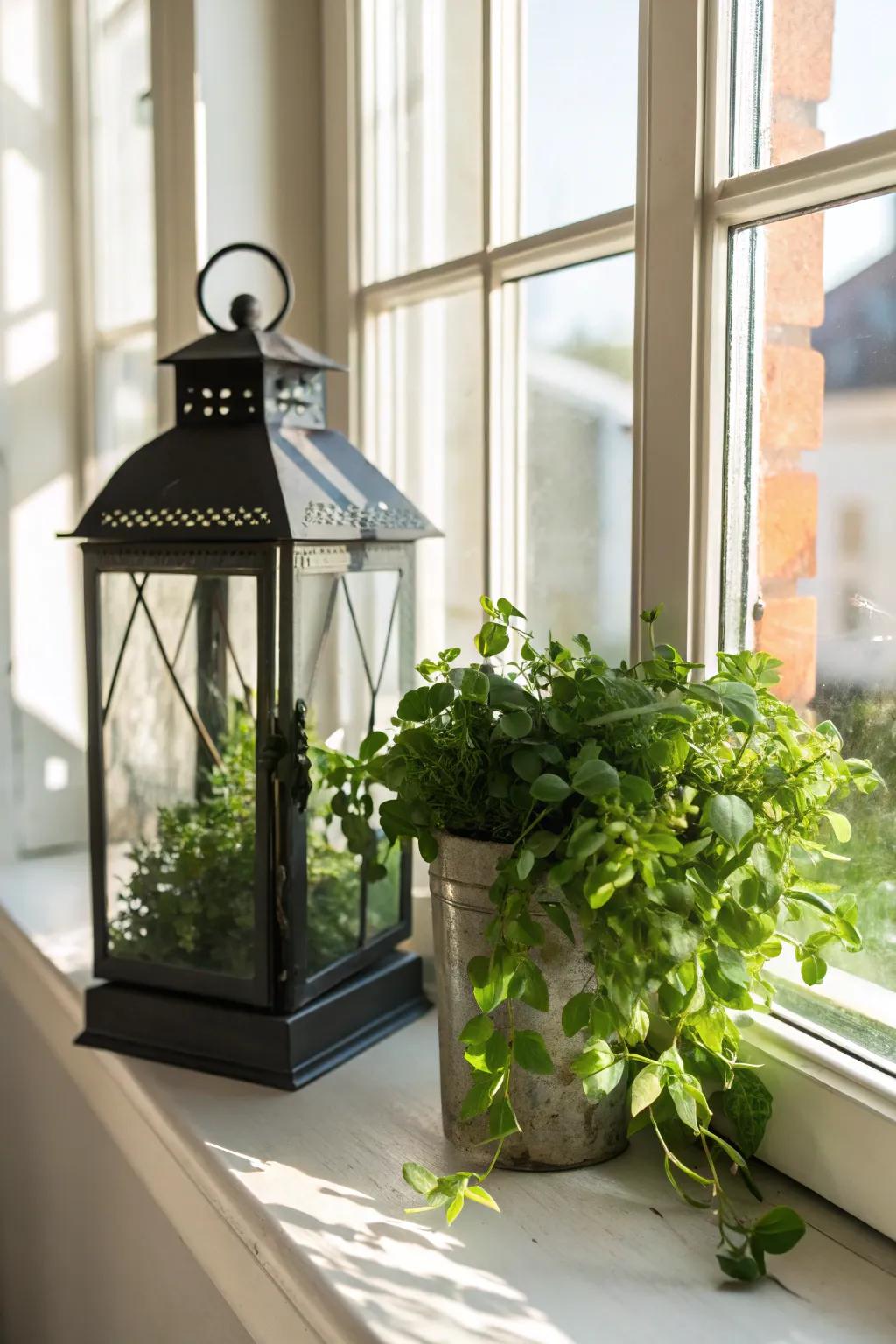 Bring freshness to your decor with greenery-filled lanterns.