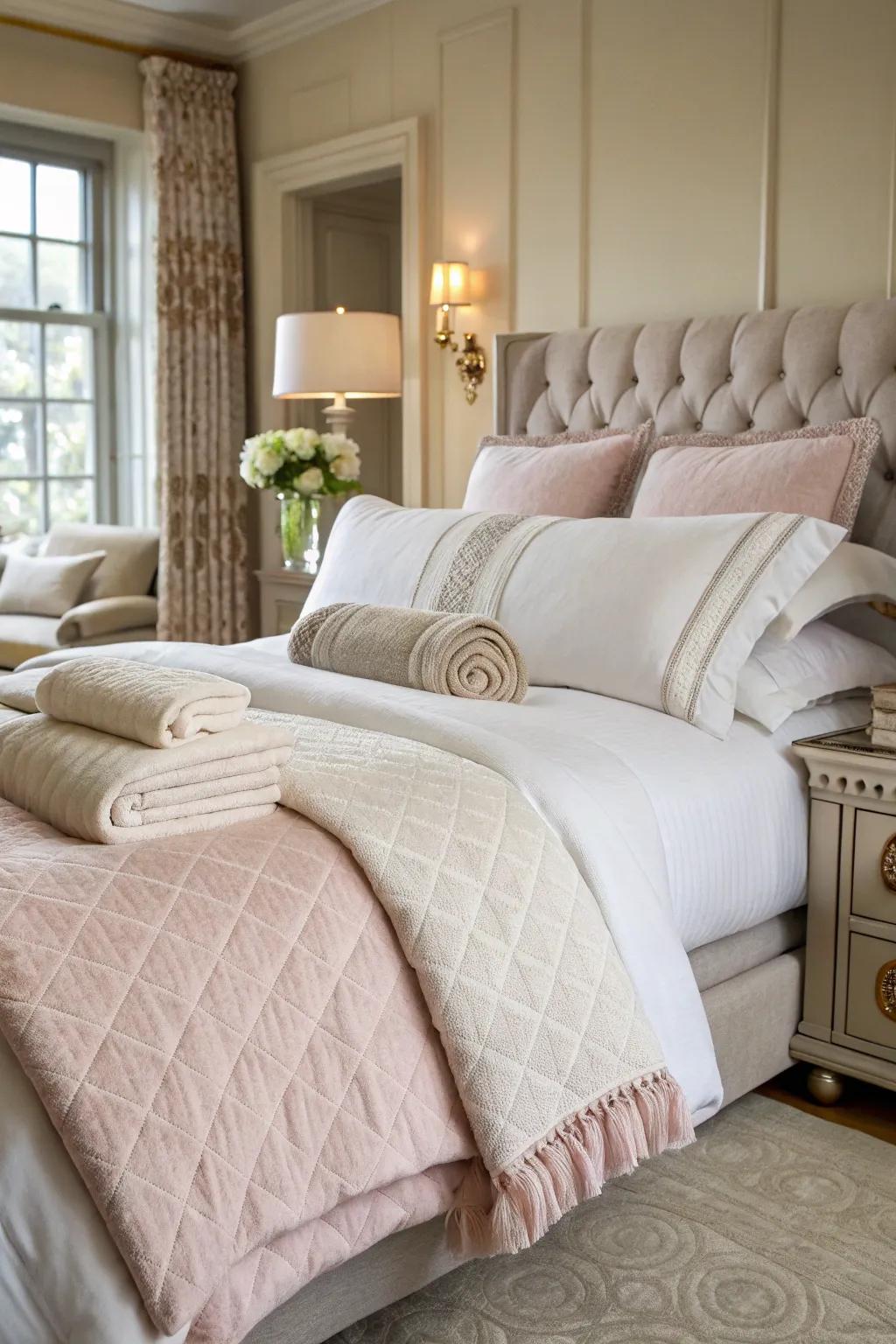High-end bedding brings comfort and class to the bedroom.