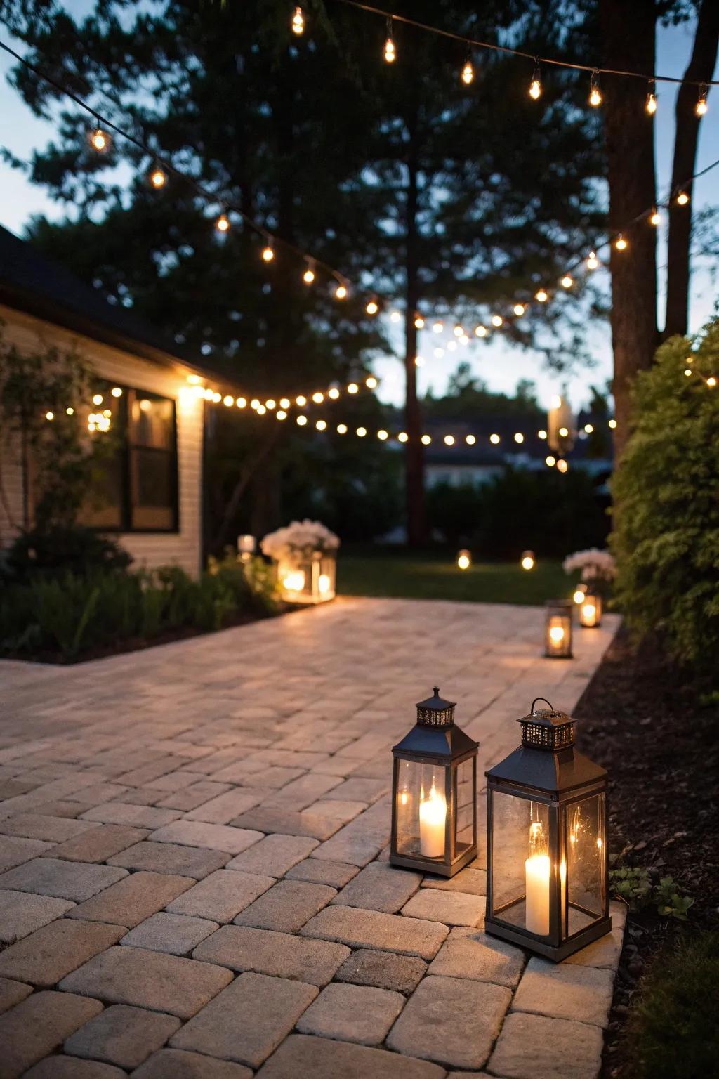 Ambient lighting greatly improves the evening atmosphere of this patio.