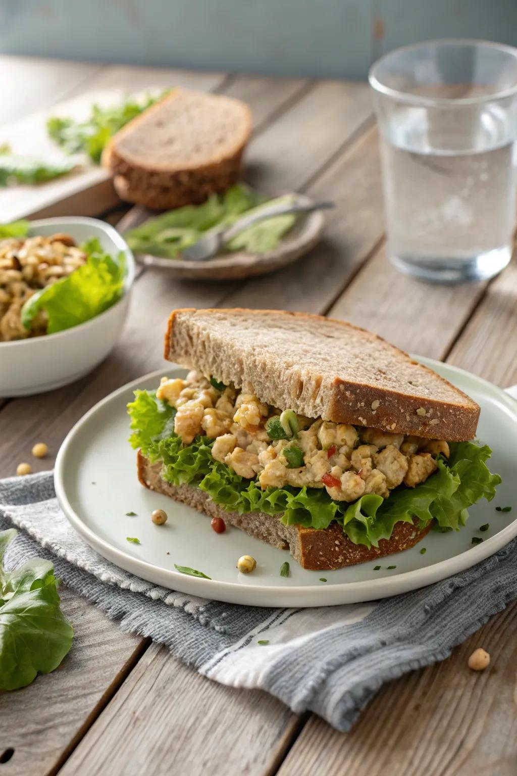 A delightful chickpea salad sandwich, excellent for a speedy snack.