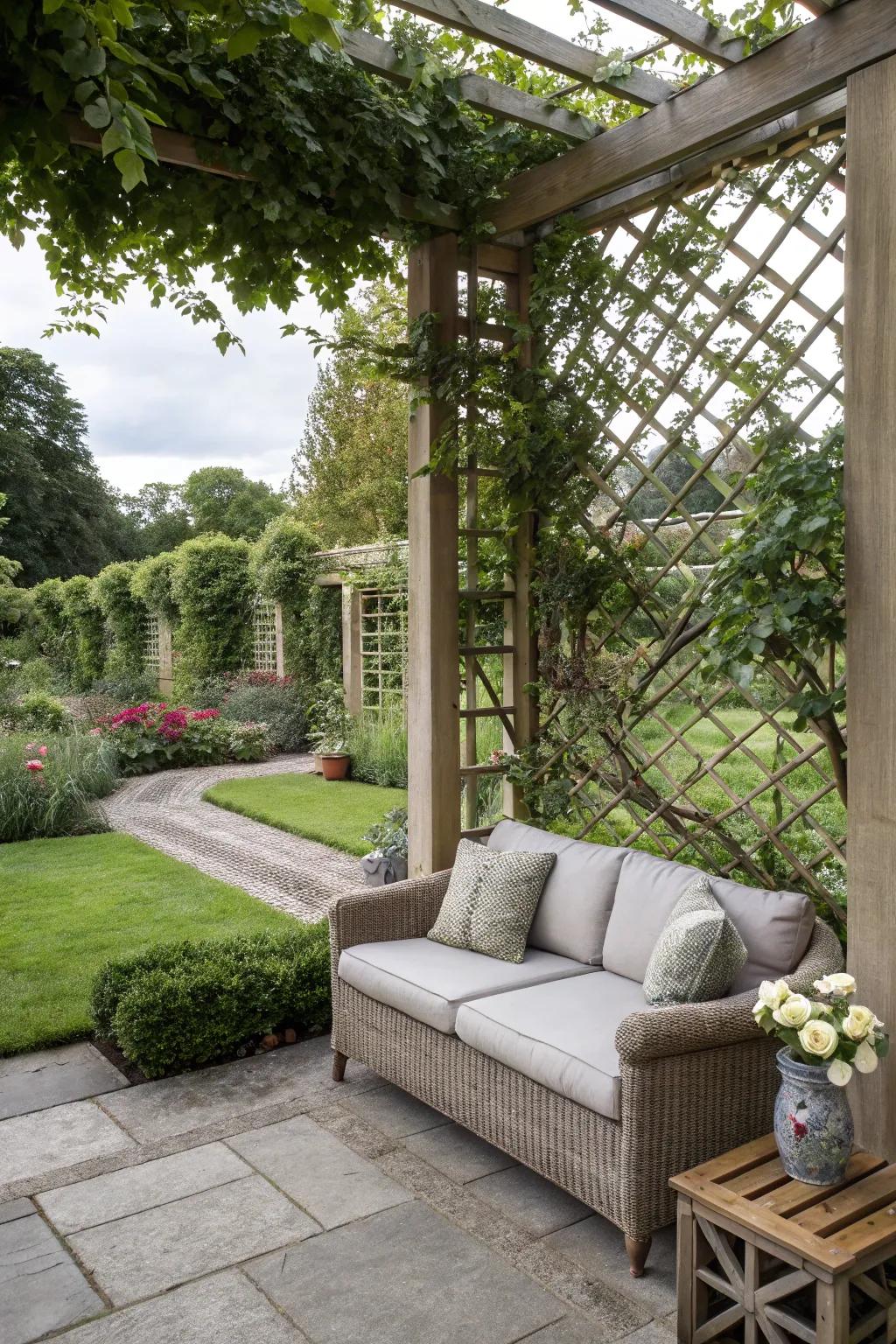 Transform your patio into a comfortable retreat with lattice panels.