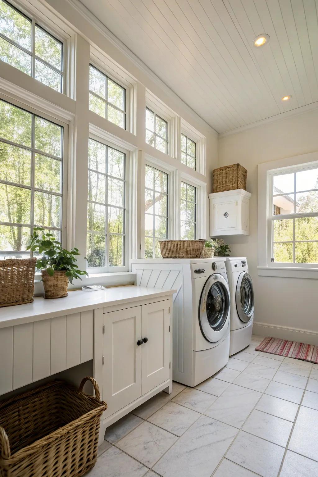Utilize the power of sunlight to brighten your laundry area.