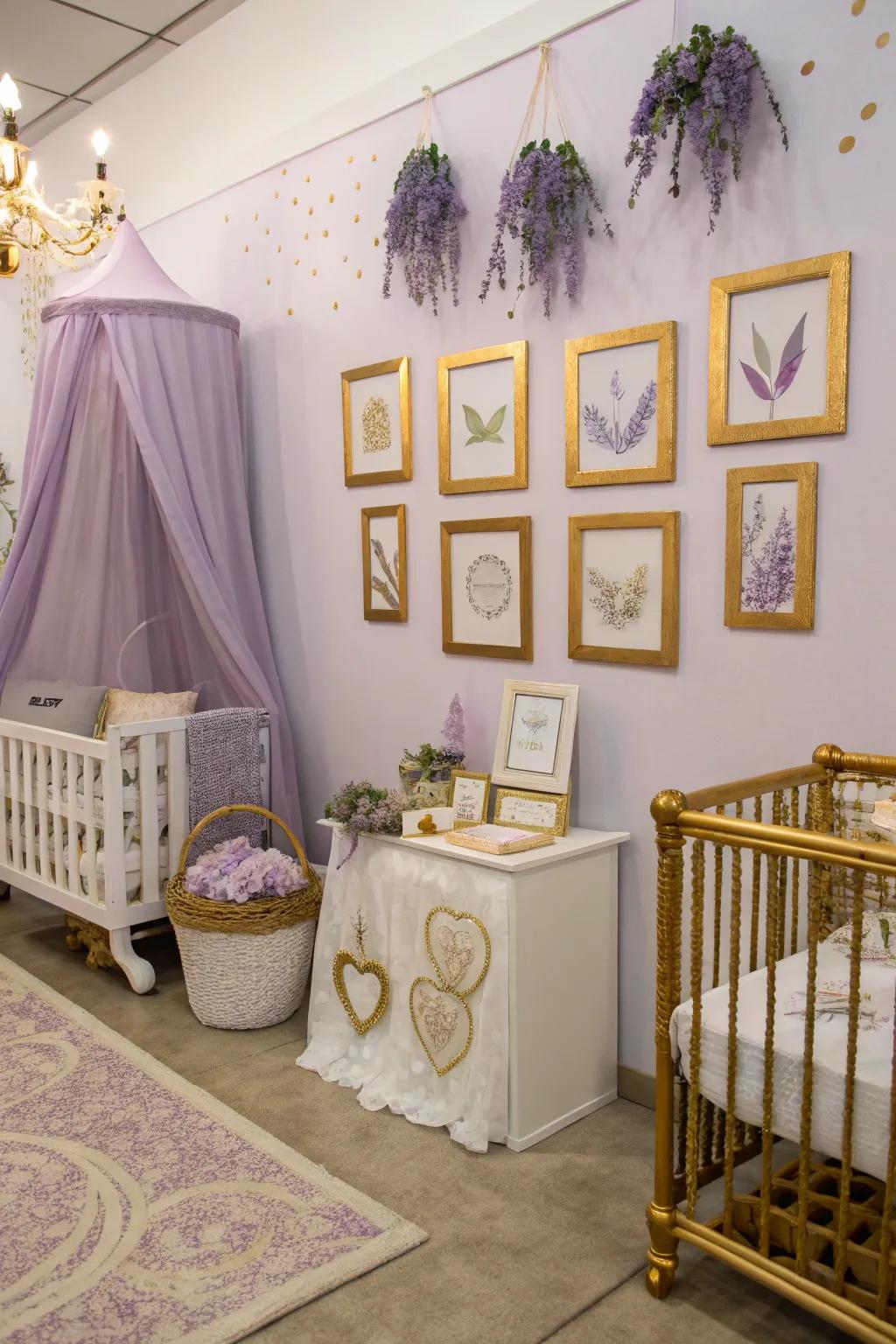 Gilded accents bring elegance to the nursery.