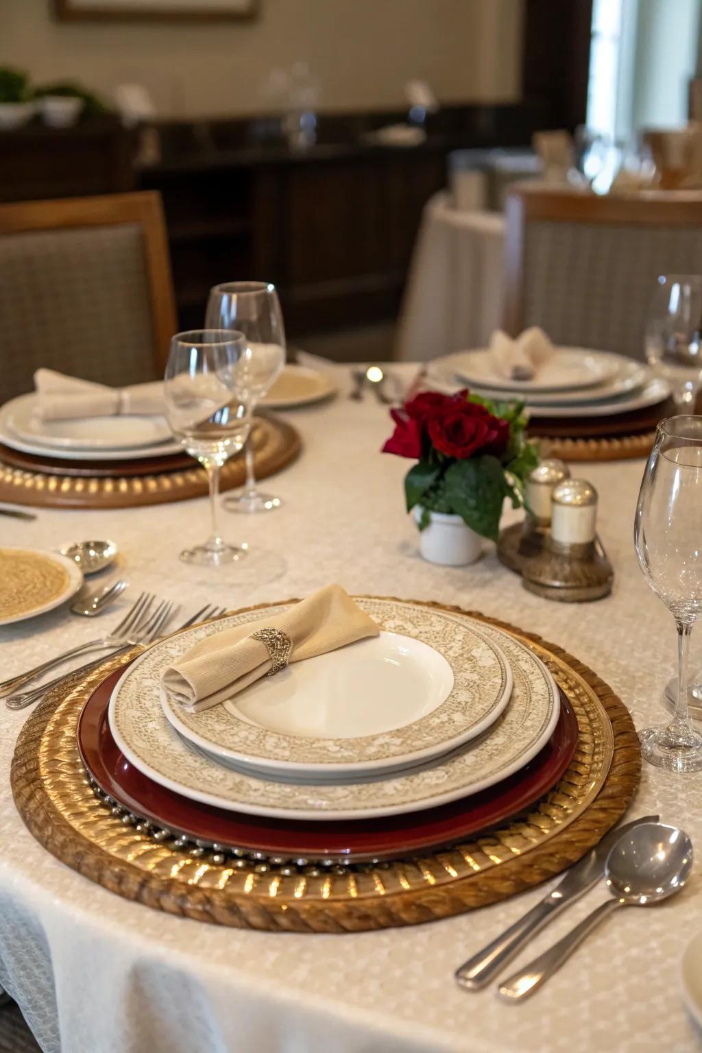 A sophisticated dining arrangement showcasing all necessities upon a lazy Susan.