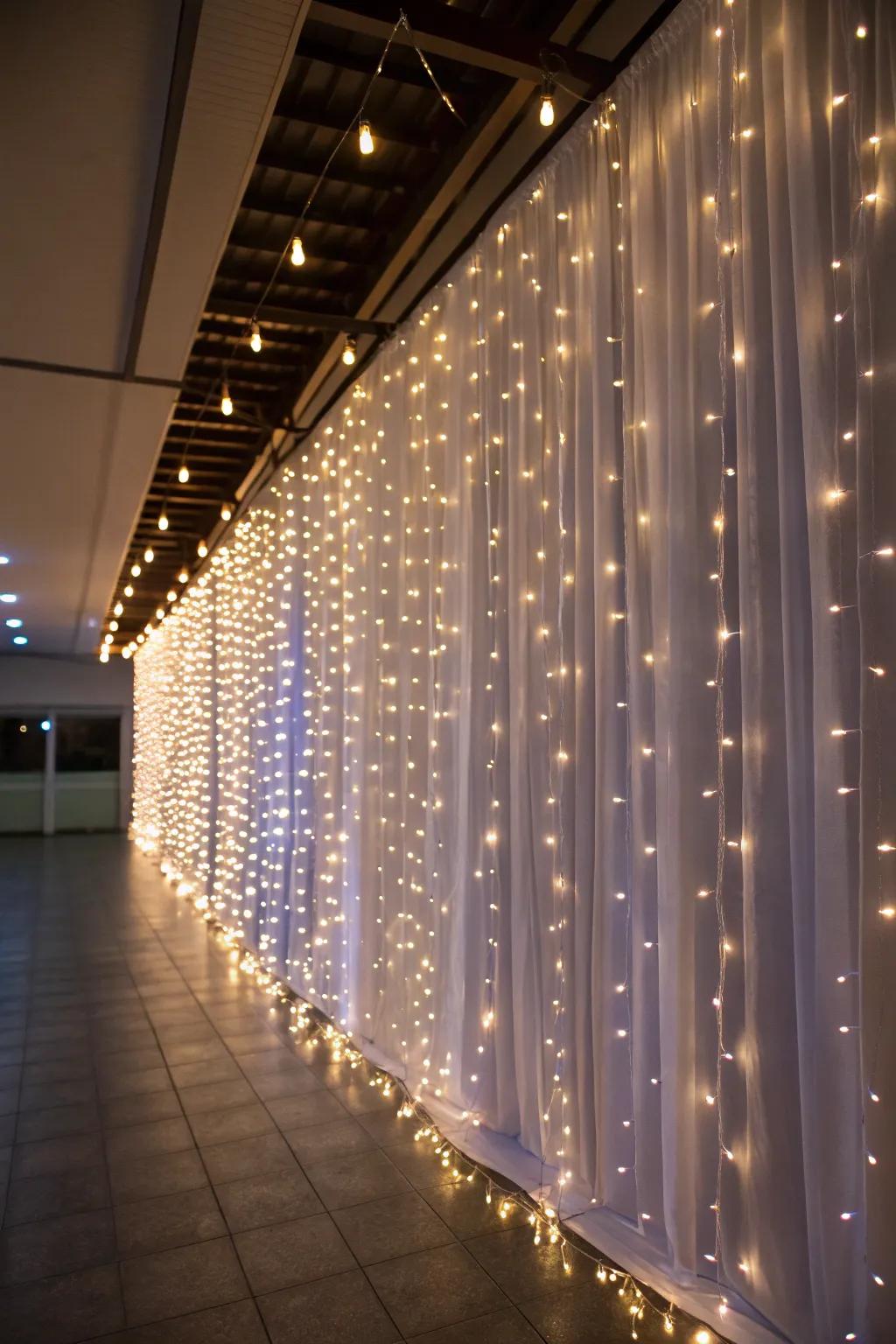 A stunning drape of light that transforms a plain wall.
