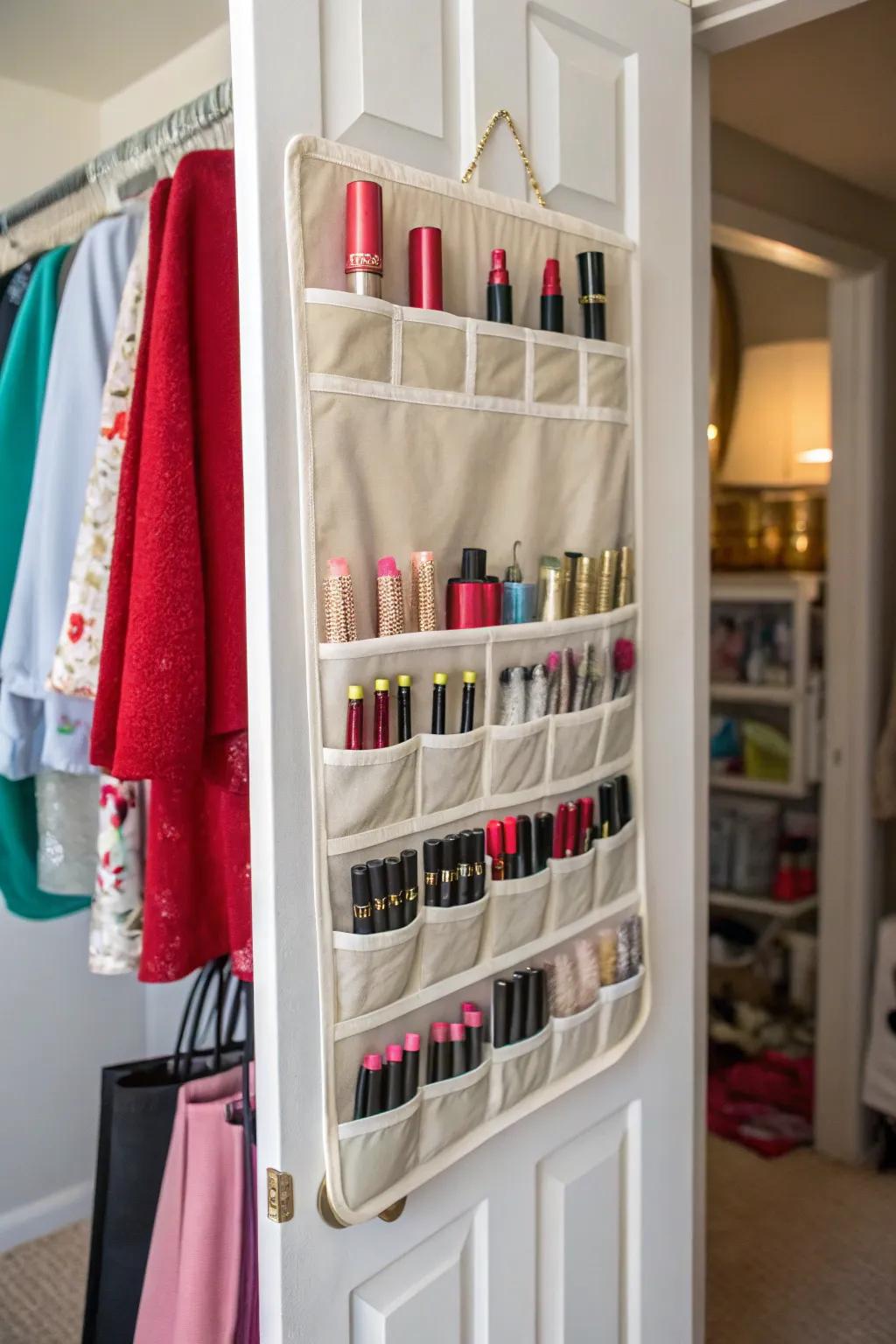 Conserve space using a useful suspended organizer.