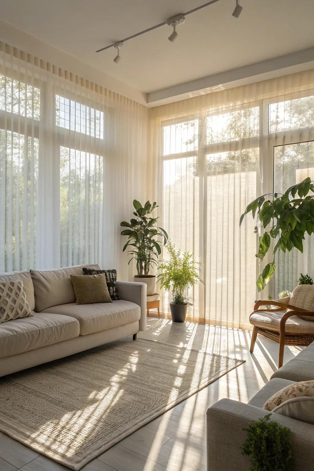 Sheer shades offer a light and airy ambiance.