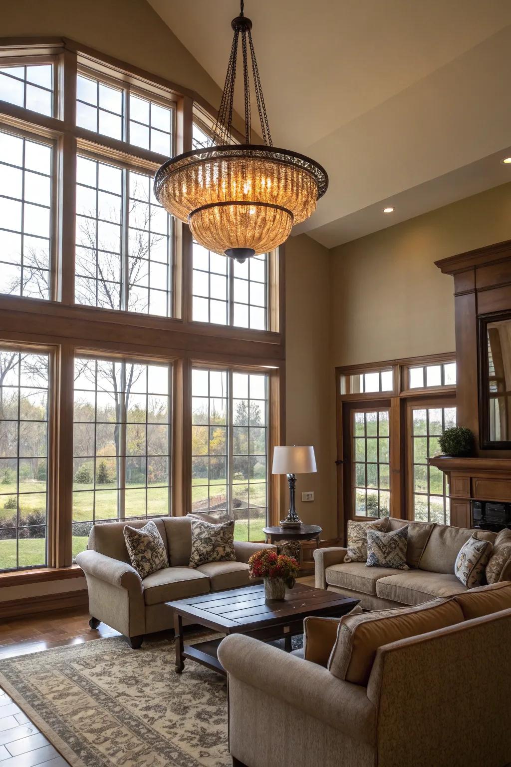 Sufficient illumination creating a bright and airy living room.