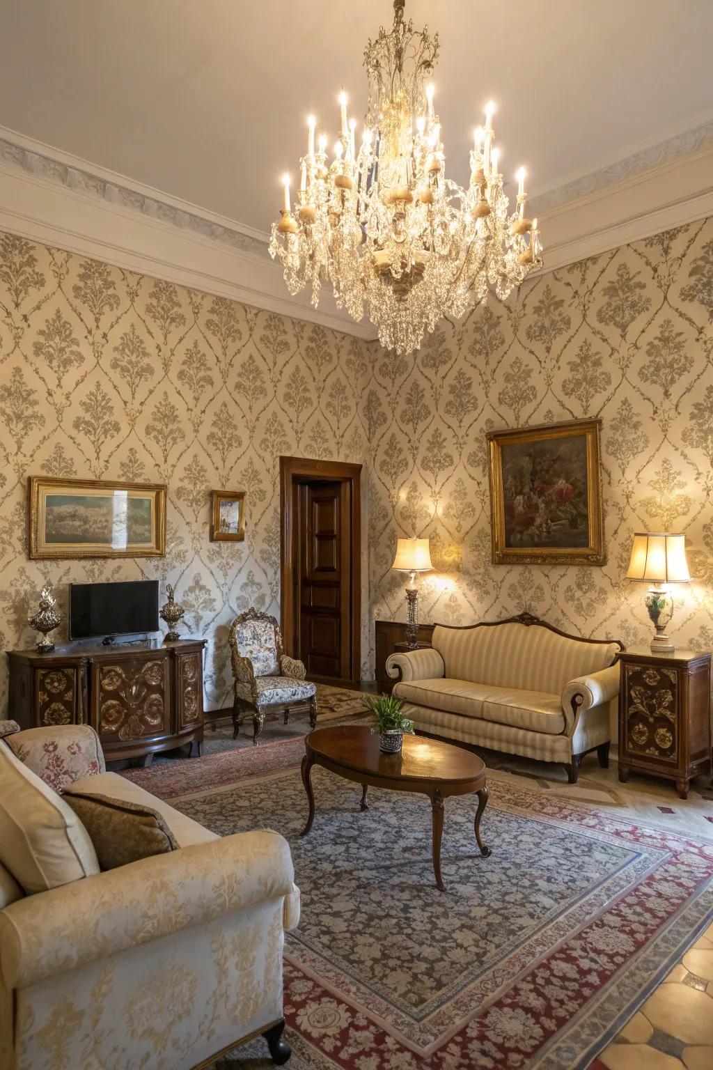 Damask designs create a feeling of timeless elegance.