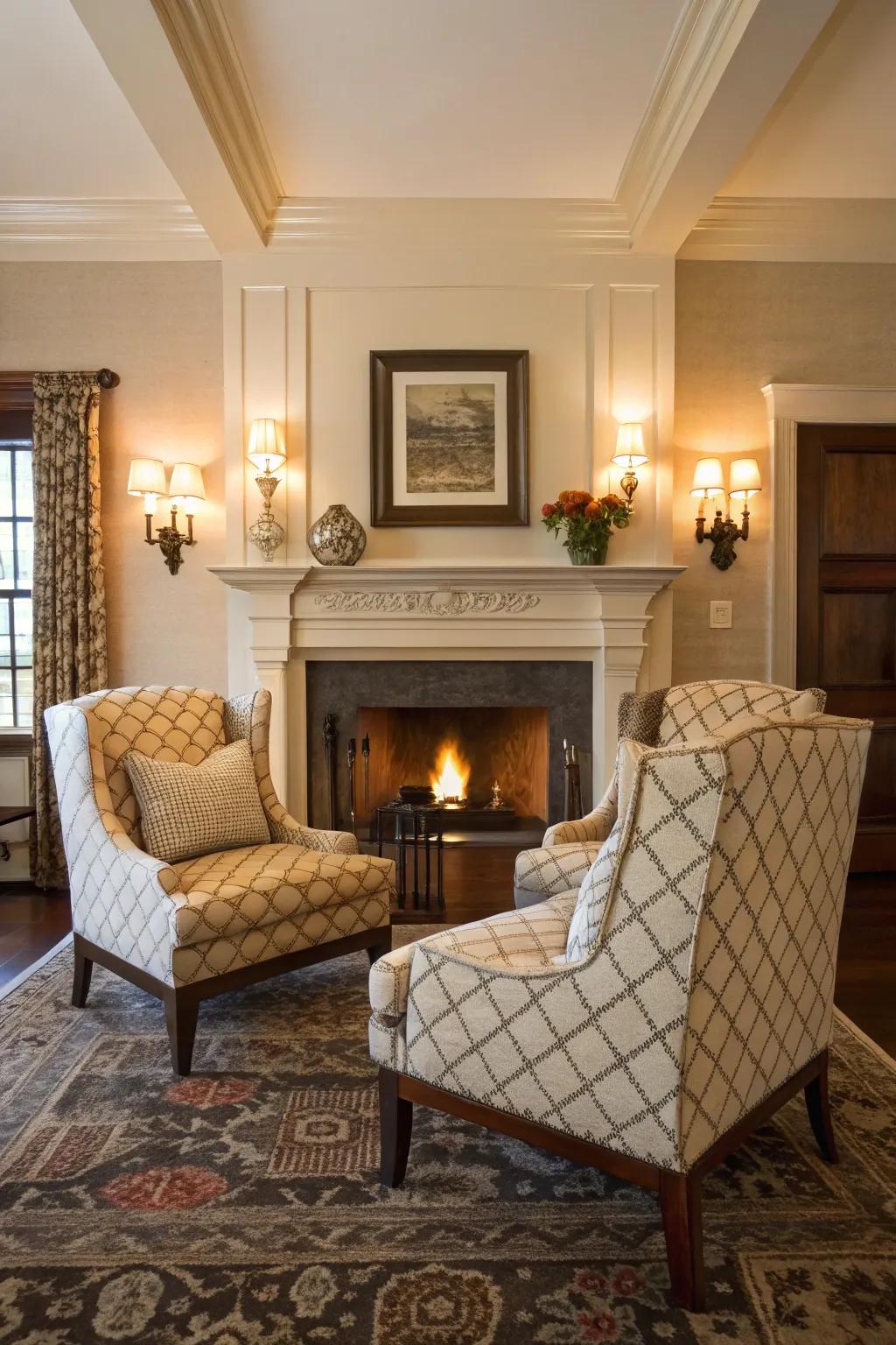 Symmetrical designs contribute balance to your living area.
