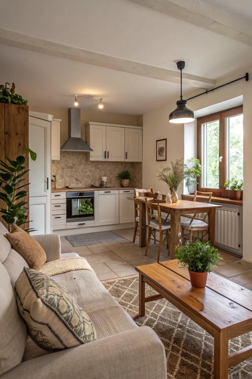 A calming setting with understated and earthy color schemes.