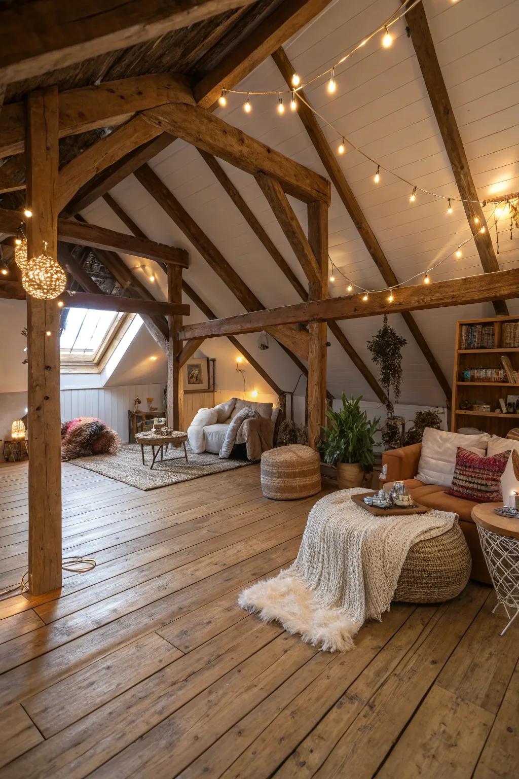 Timber features offering warmth to the industrial loft.