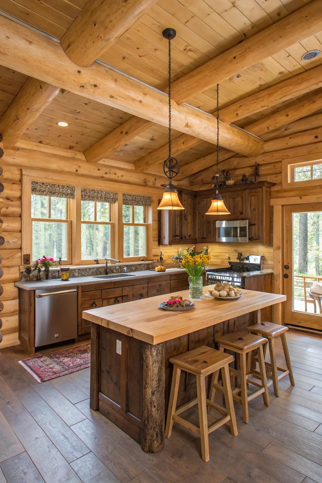 A functional cooking island equipped with seating arrangements, an ideal configuration for snug social events.