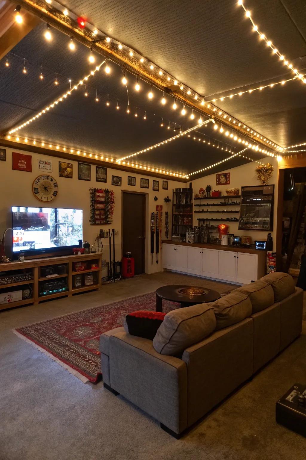 Illumination transforms the mood of your man cave without a large expense.