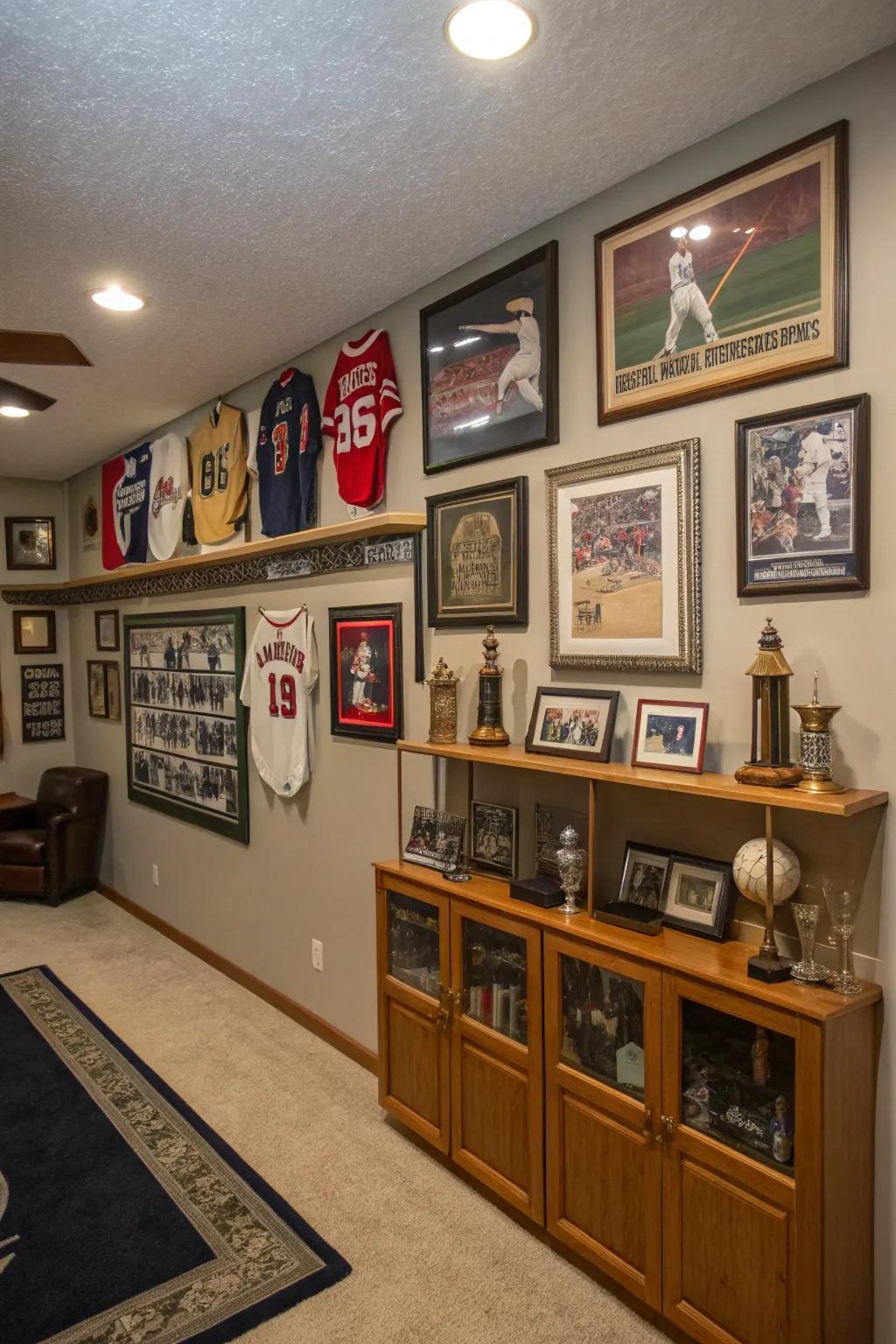 Themed decor adds personal touches to the man cave.