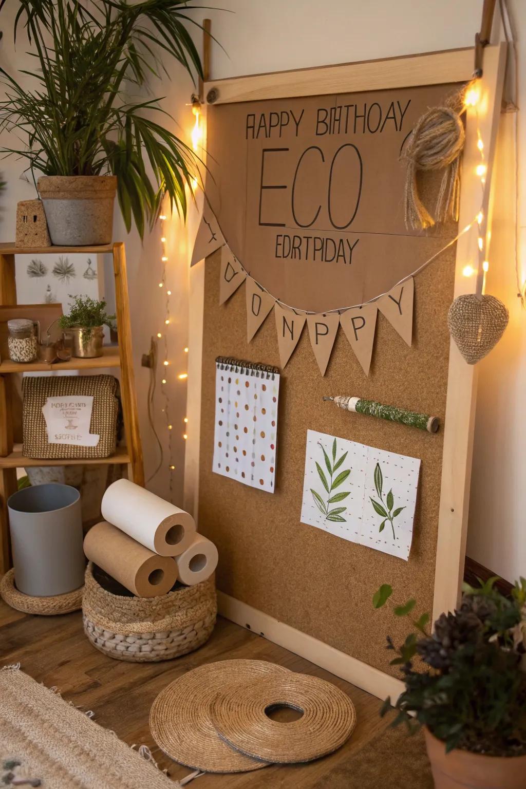 An earth-friendly birthday display that merges sustainability with flair.
