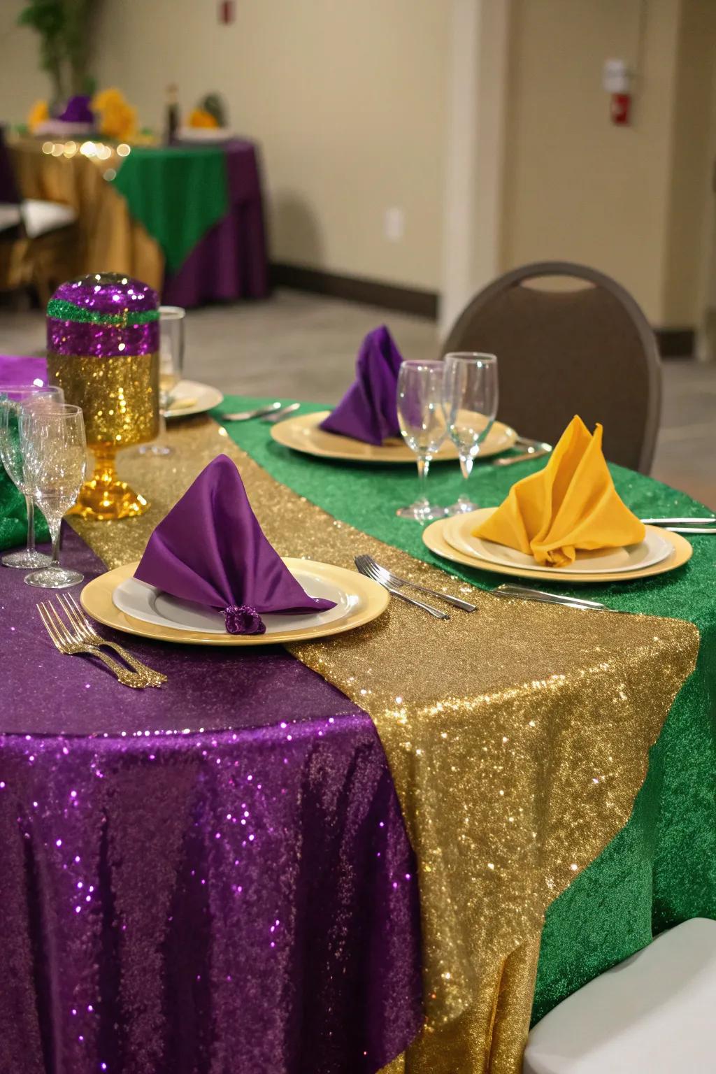 Add sparkle to your dining experience with shimmering textiles.
