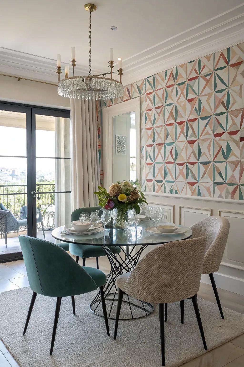 Geometric patterns introduce a contemporary sharpness.