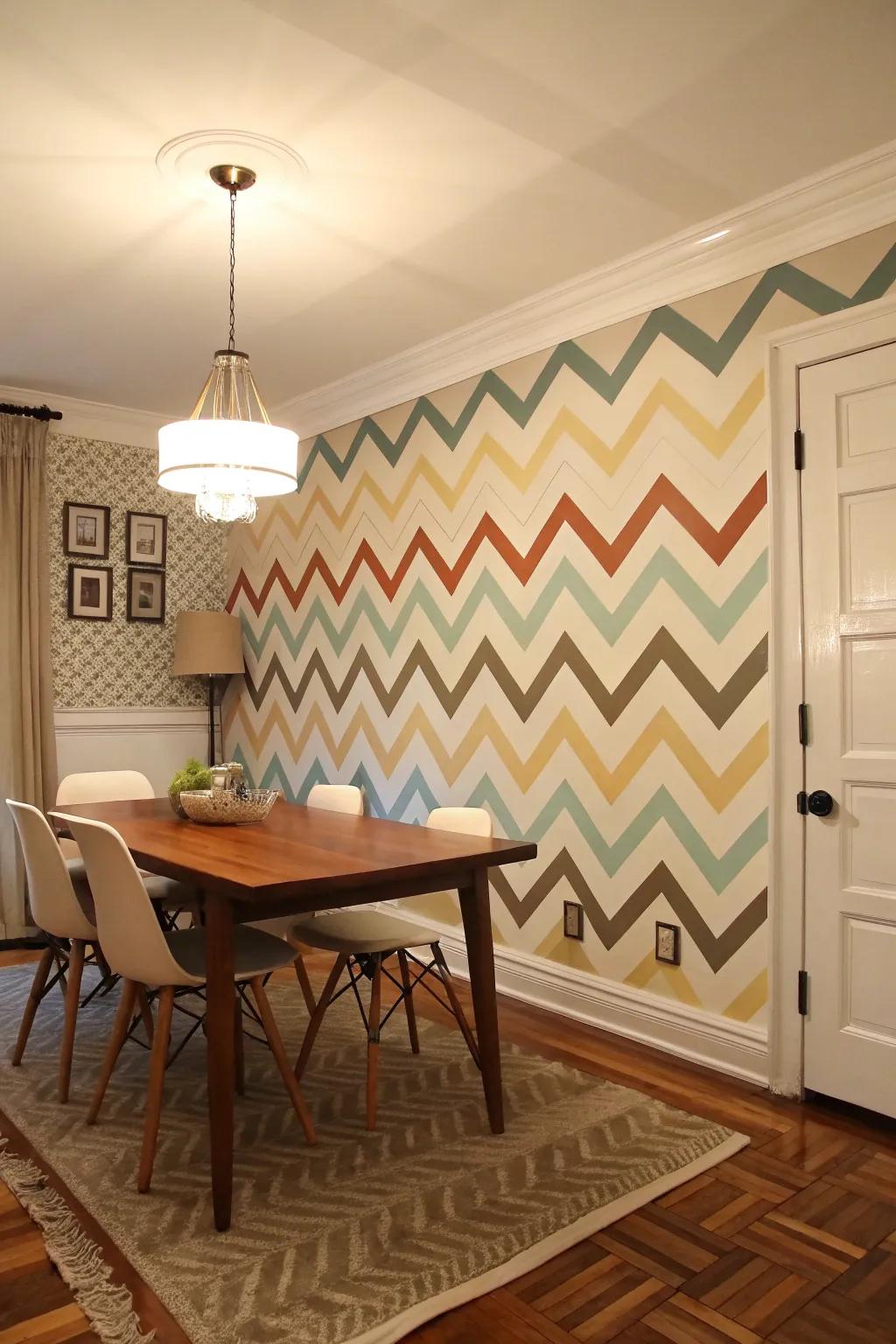 Herringbone designs bring enduring sophistication to walls.