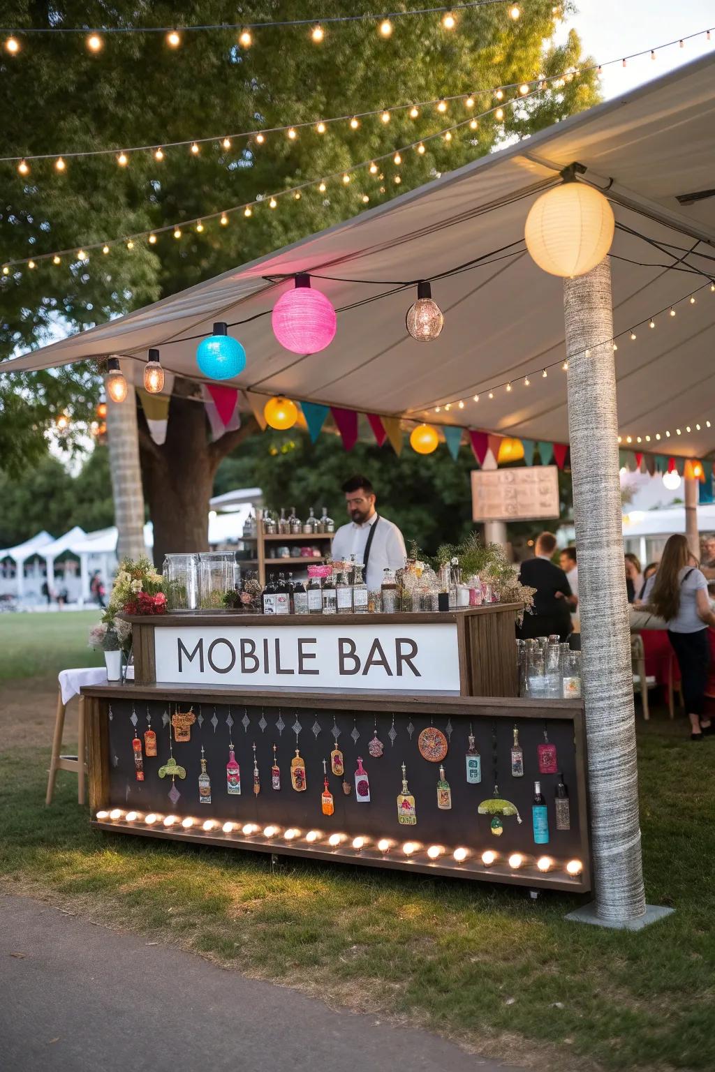 Personalized features enrich the character of this mobile bar.