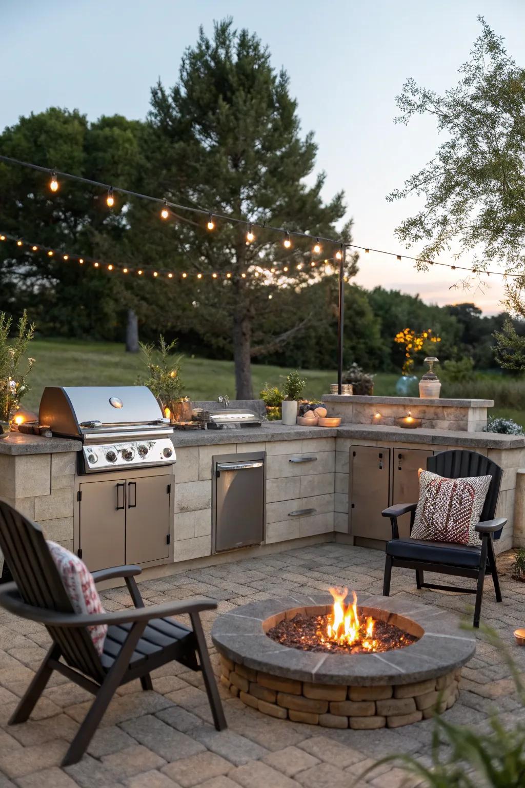 A spark pit adds warmth and mood to your BBQ location.