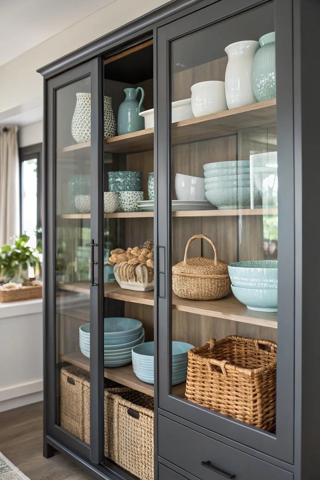 A tactile showcase with diverse textures in a display cabinet.