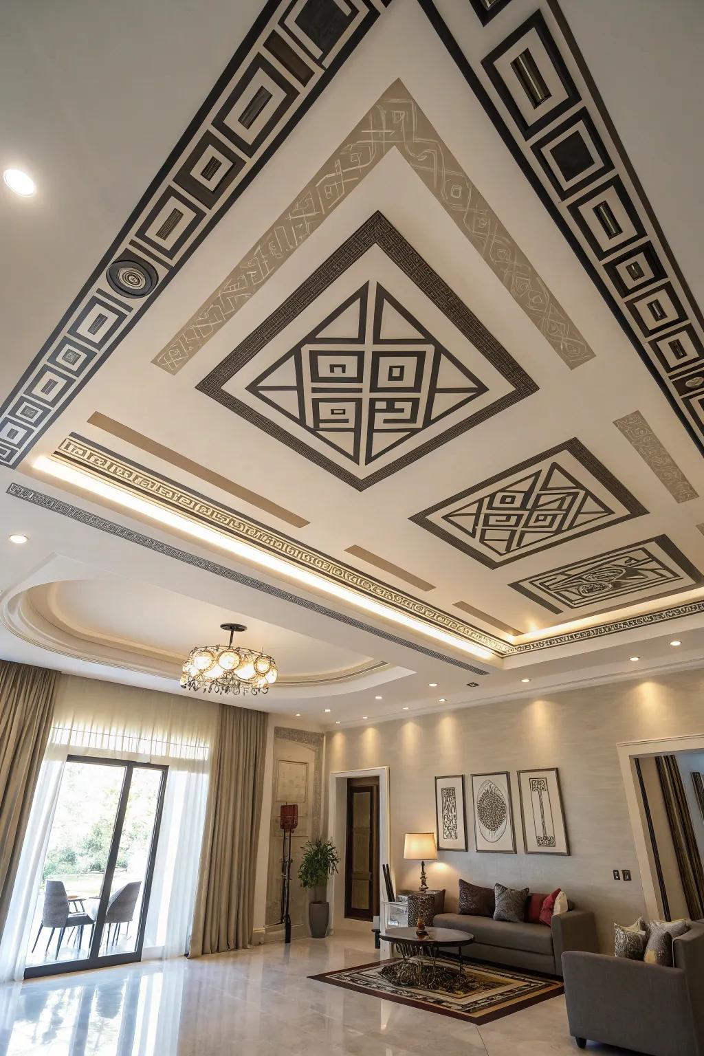 Symmetrical designs render ceilings into striking focal elements.