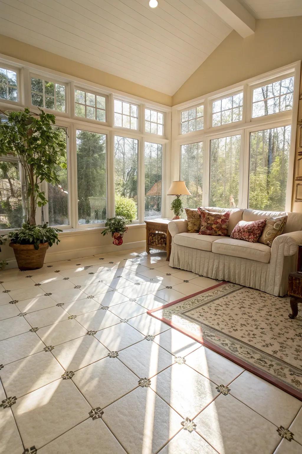 Maintain a cool atmosphere through fashionable tile flooring.