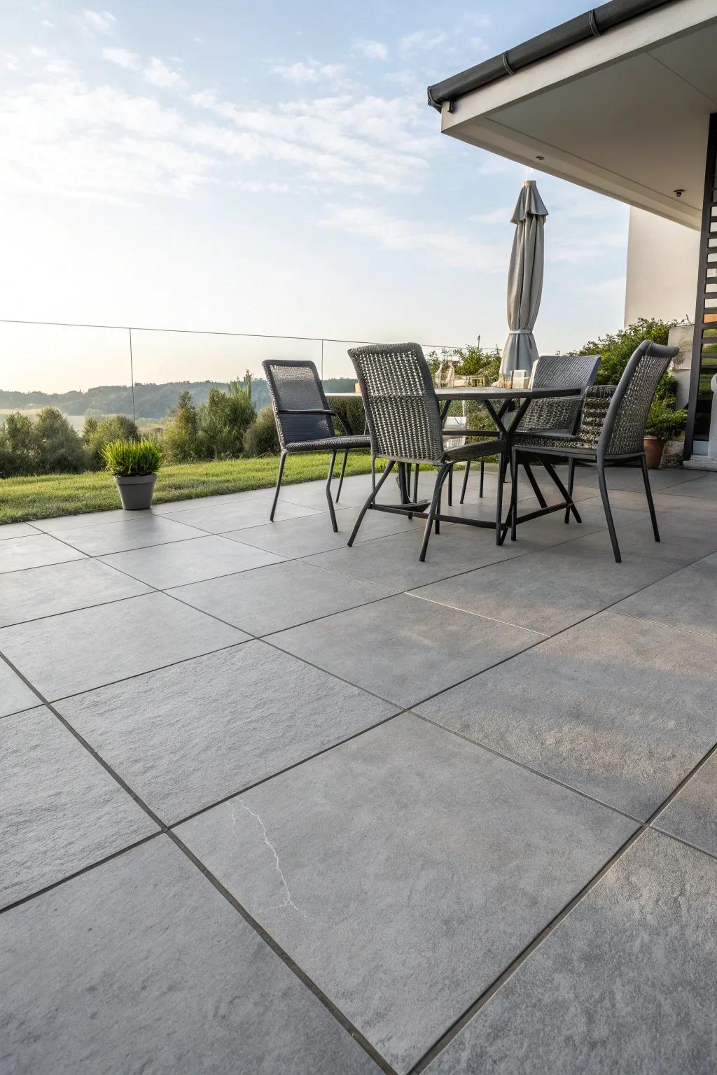 Large tiles provide a neat, minimalist appearance.