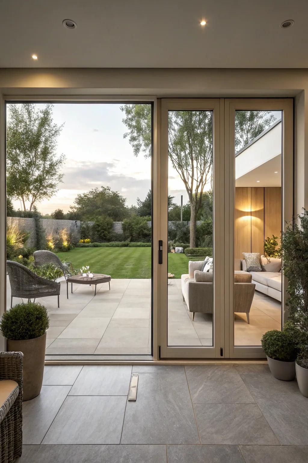 Calm-colored entrances for a flexible, modern design.