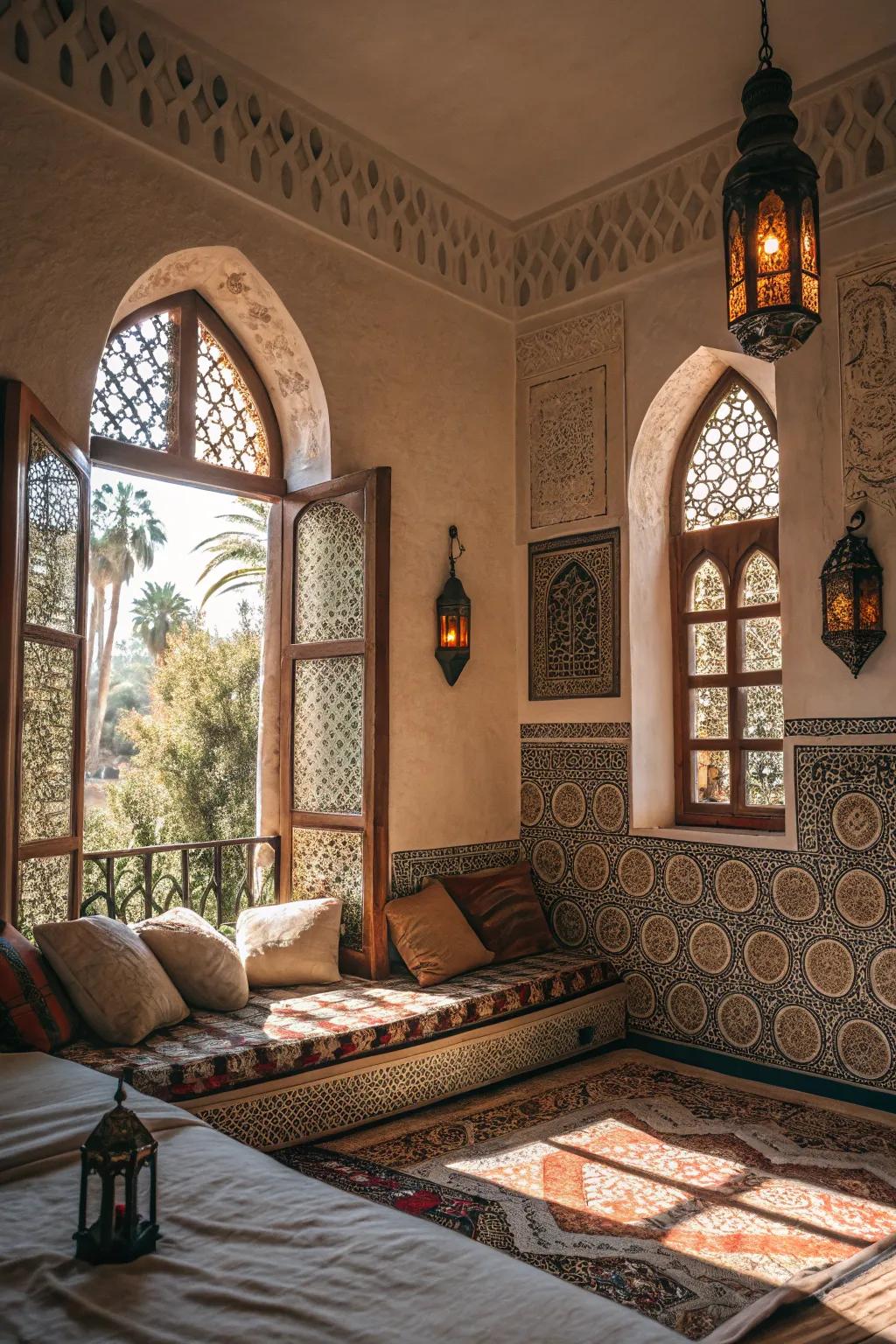Vaulted structures bring architectural sophistication to Moroccan bedrooms.