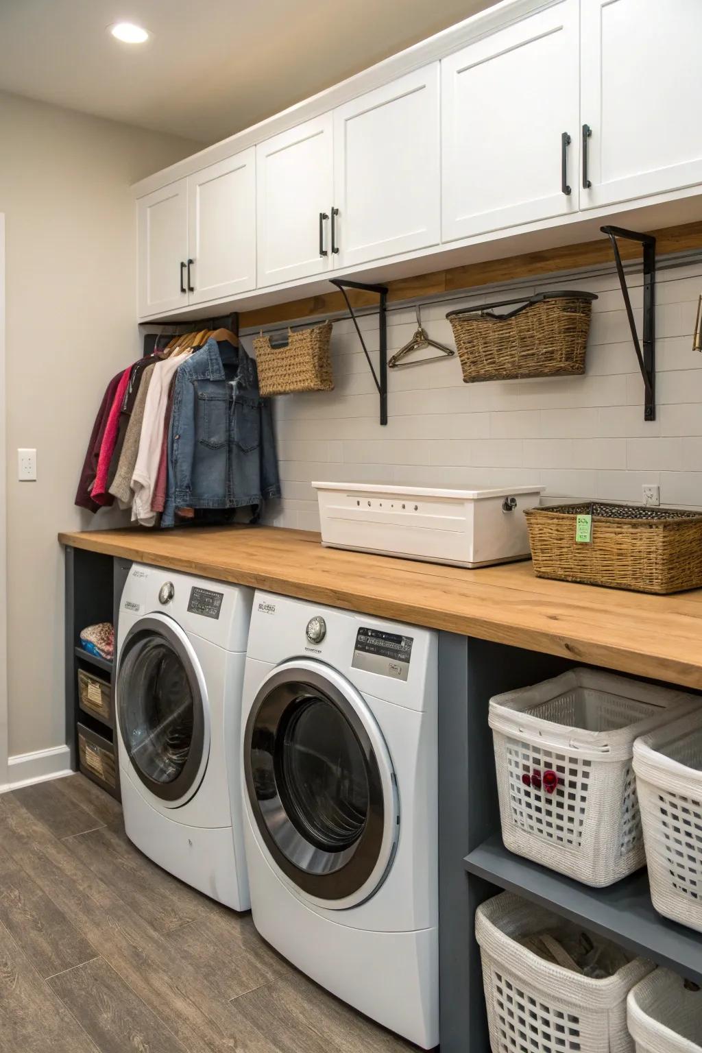 A folding area enhances functionality and ease for your laundry duties.