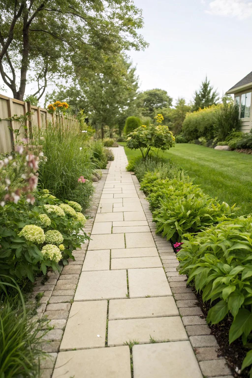 Light paving stones create the illusion of a larger space.