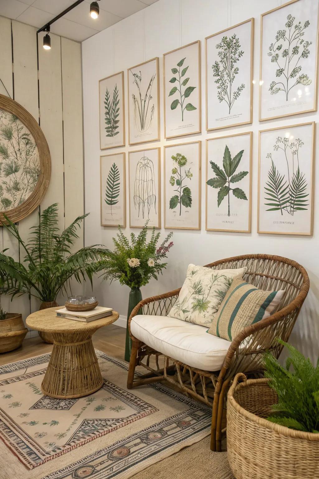 Vegetation inspired art introduces a hint of the outdoors' charm to your residence.