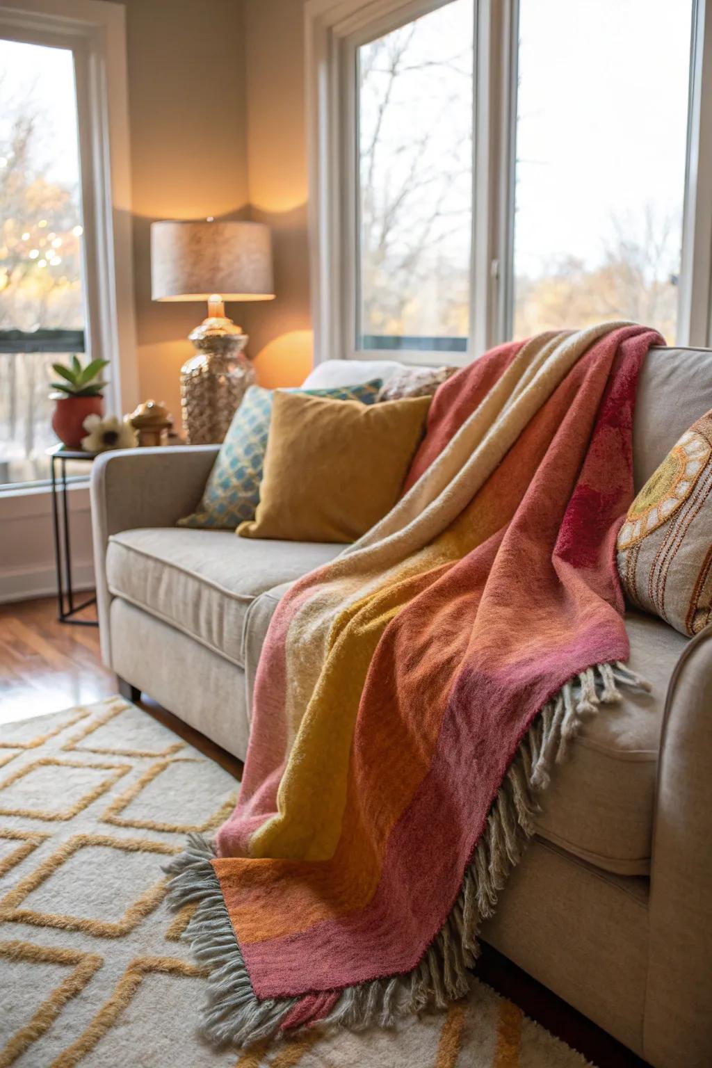 Stay warm with a deluxe throw covering, ideal for any living area.