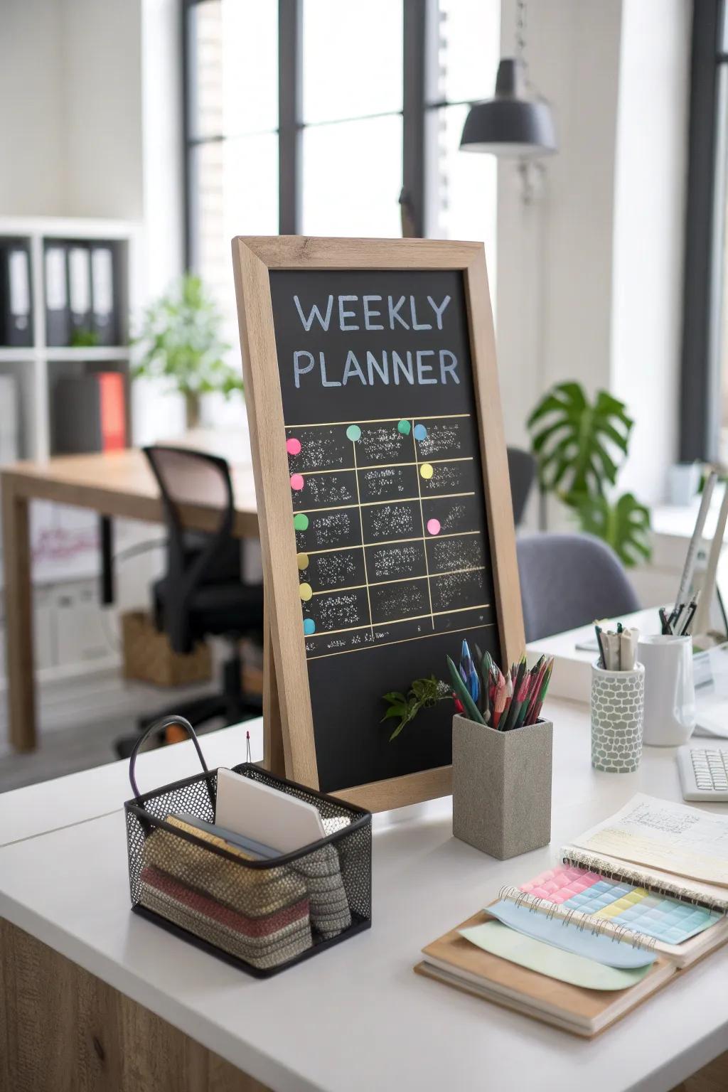Streamline your schedule with a chalkboard planner.