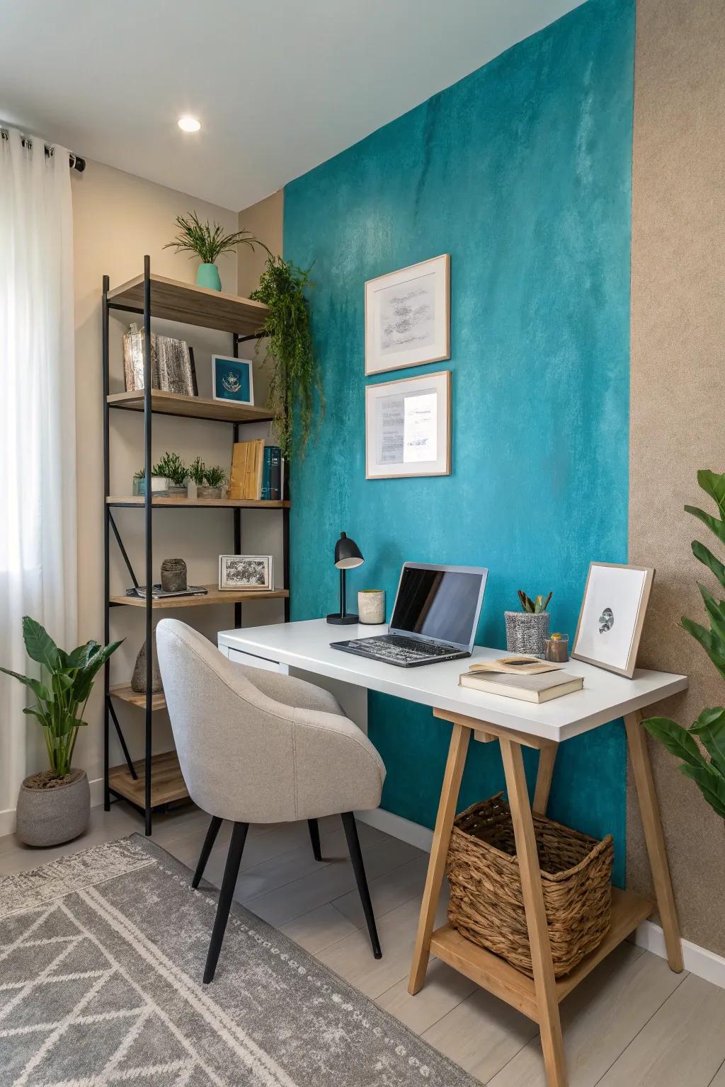 Use color to clearly define your office area within a larger room.