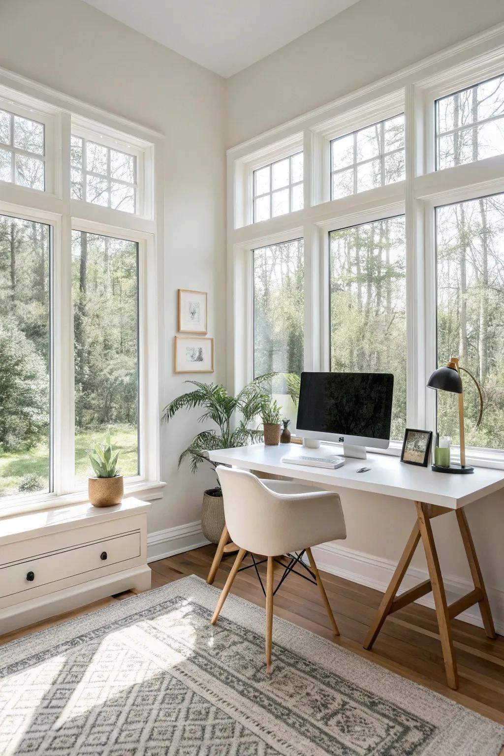Integrating natural light energizes and brightens the workspace.