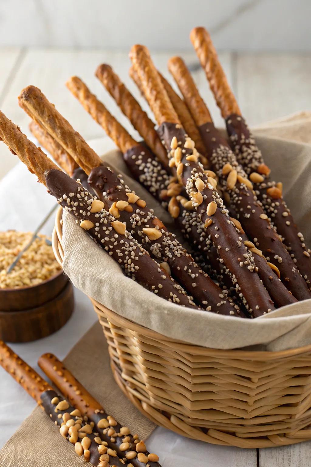 Fuelwood pretzel batons, contributing a crunchy delight to the table.