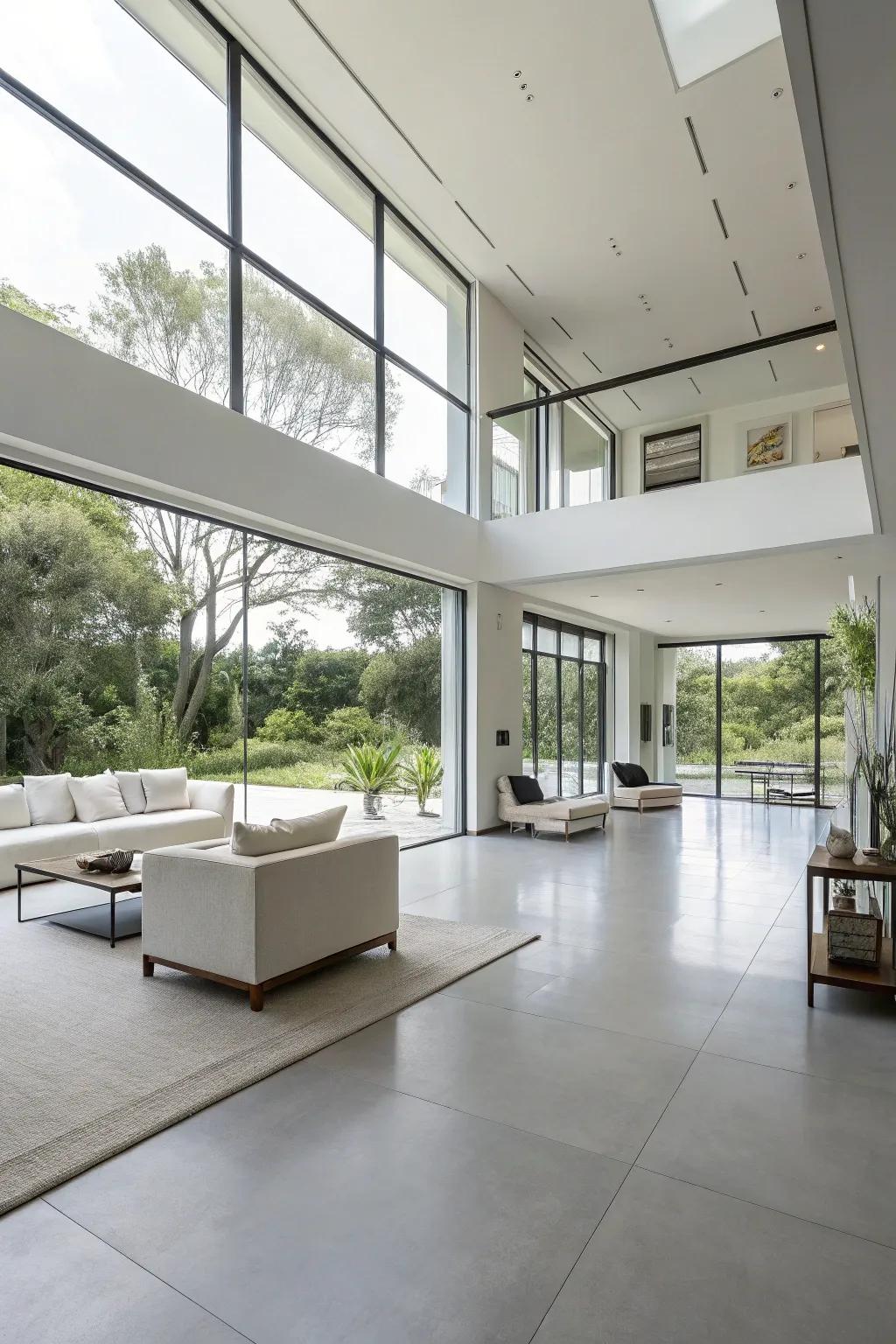 A minimalist approach featuring defined lines in an open concept setting.