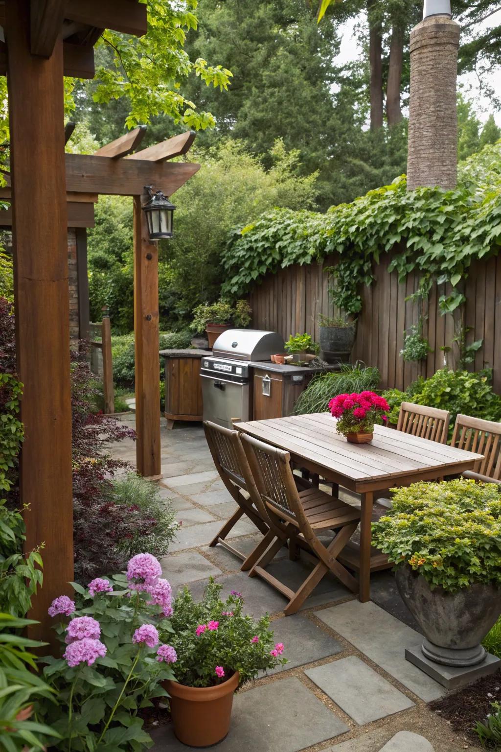 Natural elements bring peace to your BBQ area.