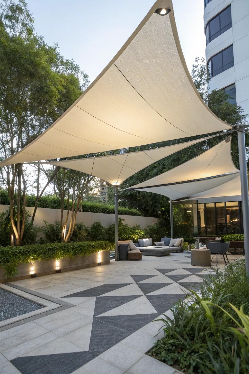 Shade cloths offer a smooth and modern canopy solution.