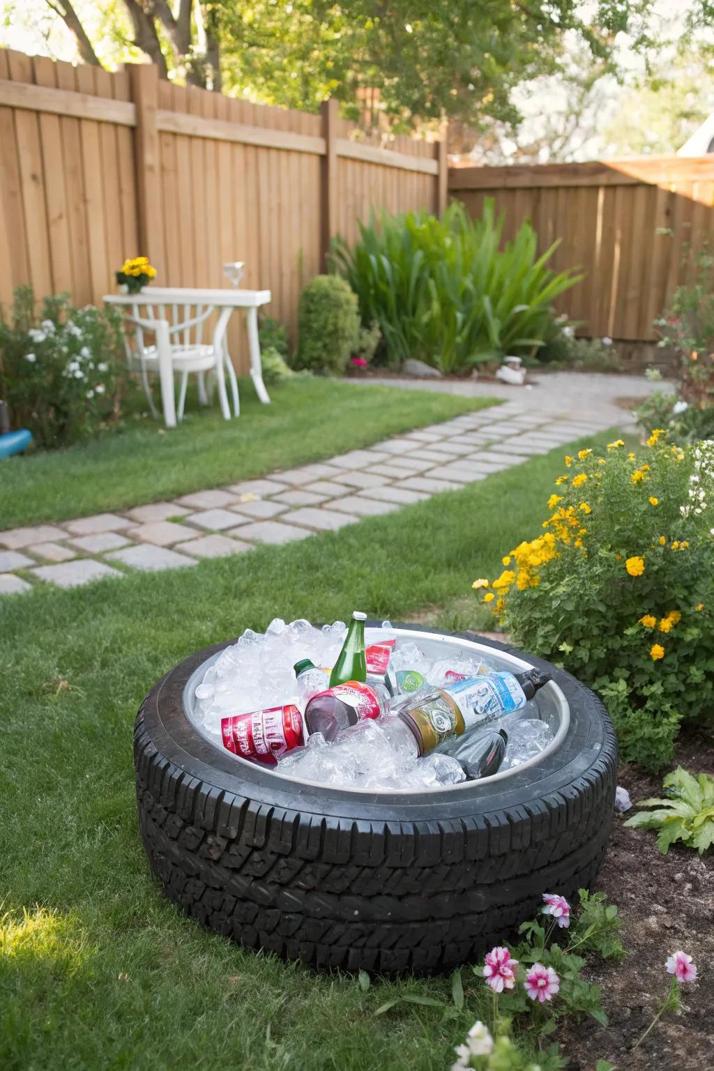 A recycled car tire chiller is both environmentally conscious and unique.