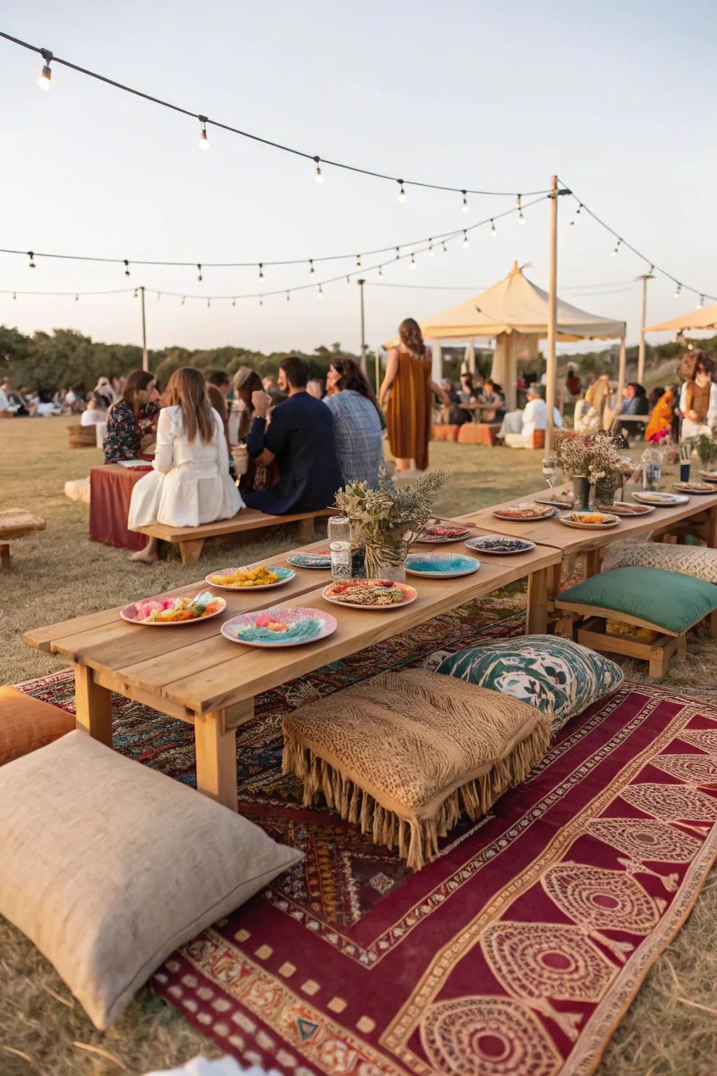 Forge an intimate ambiance using bohemian constituents.
