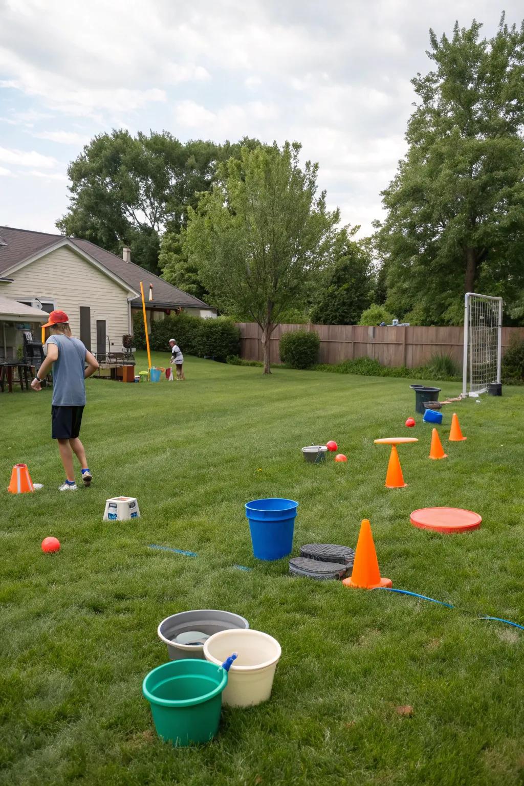 Backyard Frisbee golf setup for outdoor fun
