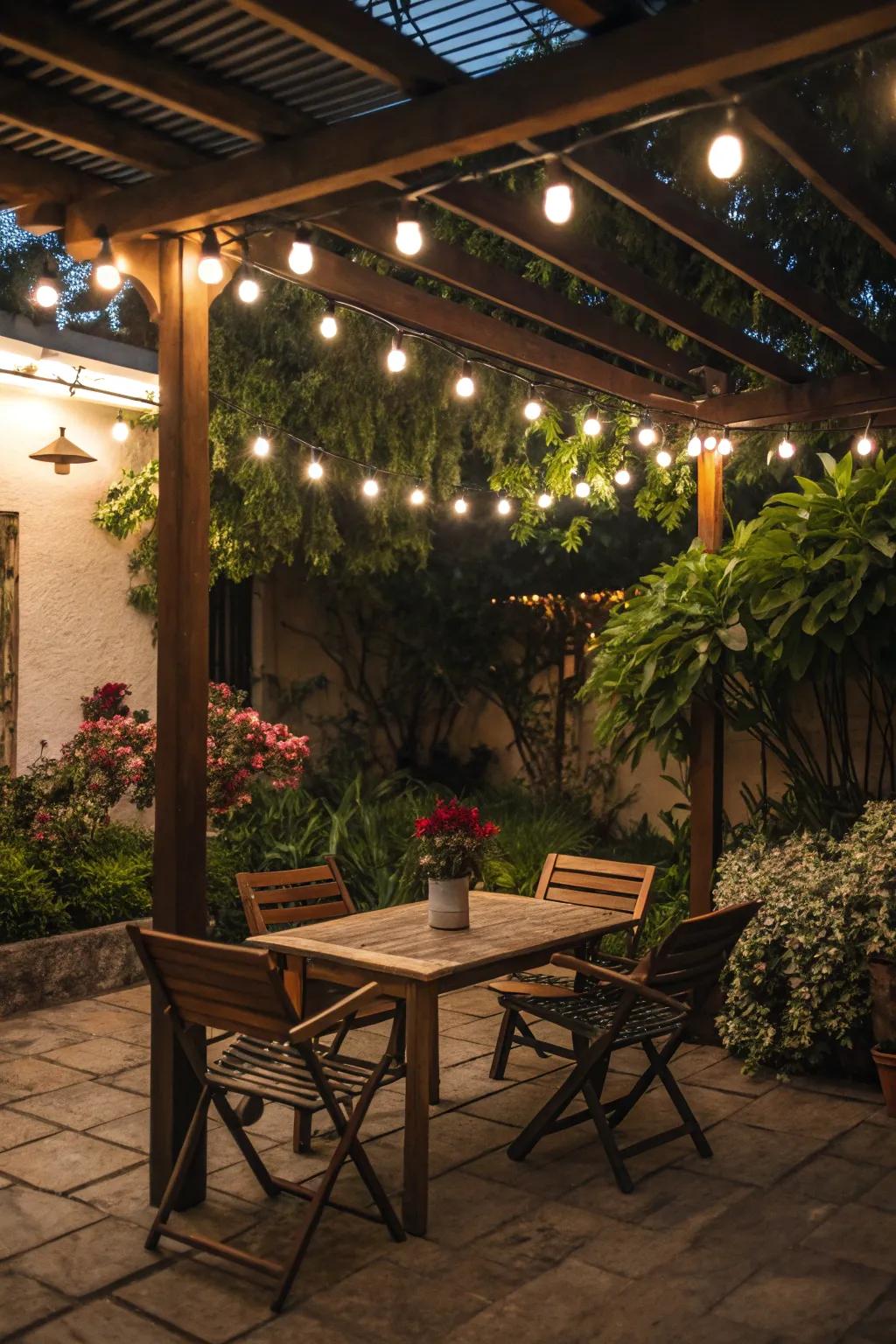 String lights transform any area into a welcoming escape.